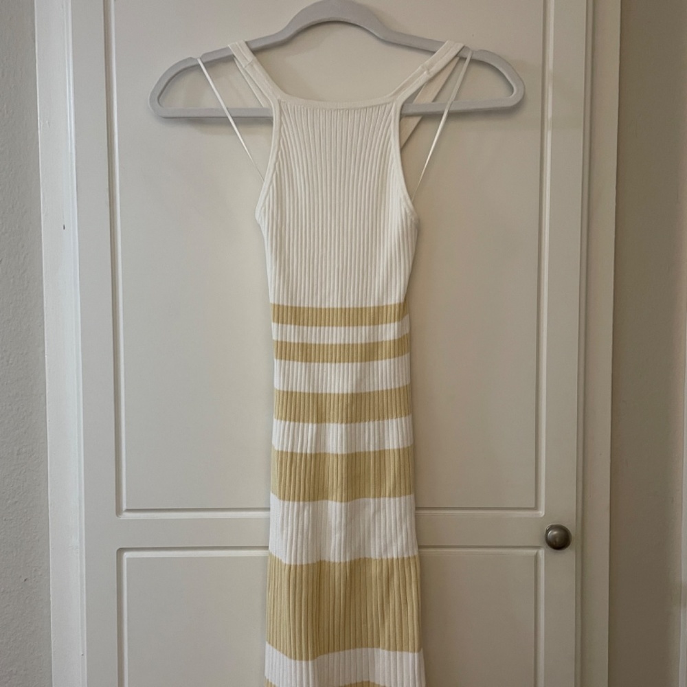 Significant Other Sage Maxi Dress Almond White Cream Stripe 2 XS Small Midi Tank - Picture 3 of 8